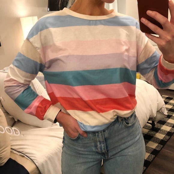 Pastel Rainbow Striped Long Sleeve - Picture 3 of 11